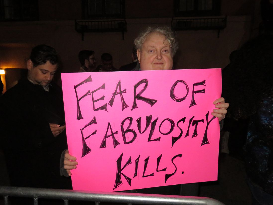 At the rally for transgender rights outside Stonewall, February 23, 2017 (David Brand / Gothamist)
